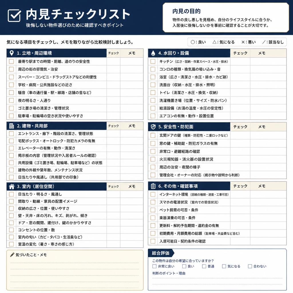 内見を成功させるためのチェックリスト